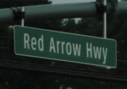 red arrow highway sign