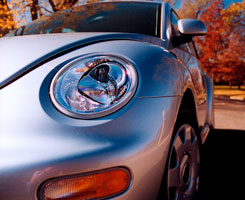 silver vw beetle